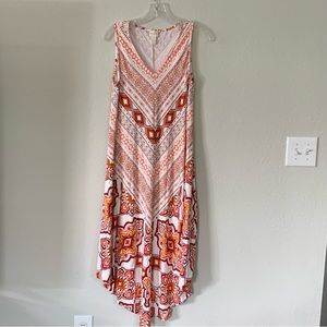 Chico's Sleeveless V Neck Paisley Print Hi Low Hem Midi Dress size Medium/8